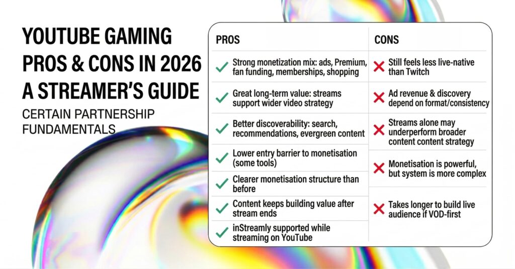 Youtube Gaming pros and cons
