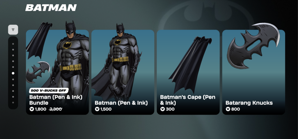 batman in fornite shop